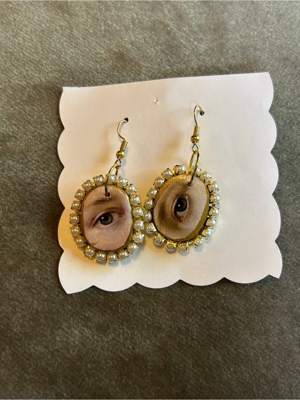 Gold Pearl-Trim Lover’s Eye Drop Earrings - Women Jewelry